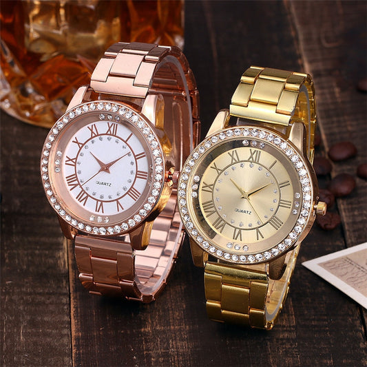 Rose gold casual quartz watch