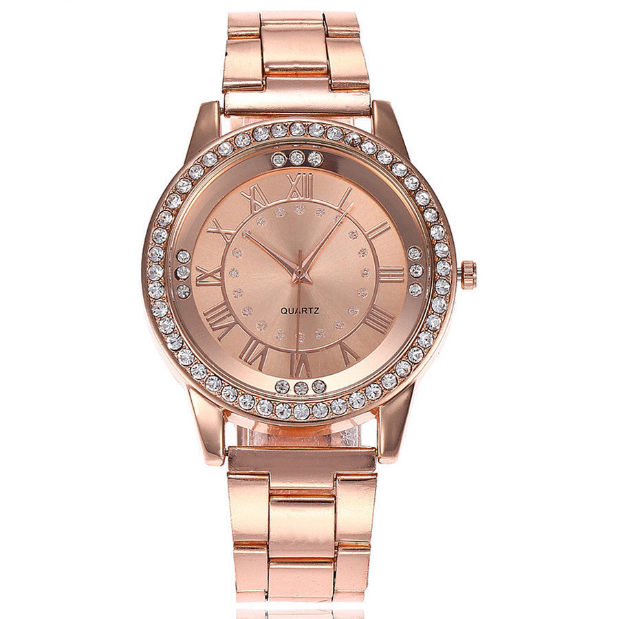 Rose gold casual quartz watch