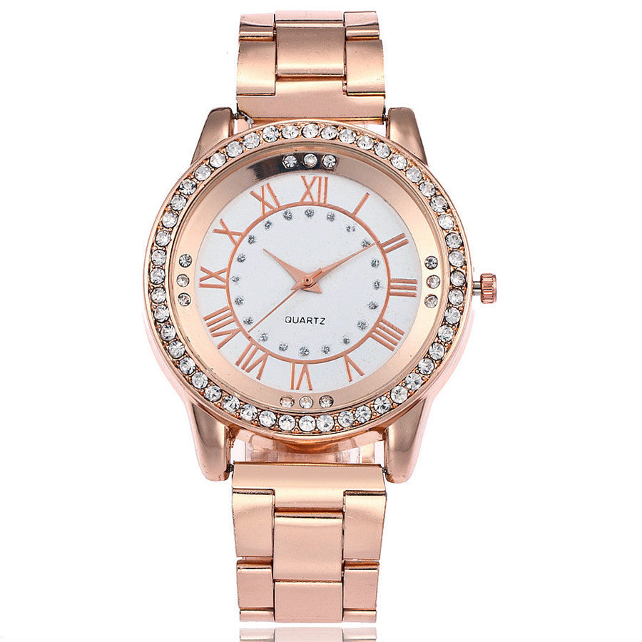 Rose gold casual quartz watch