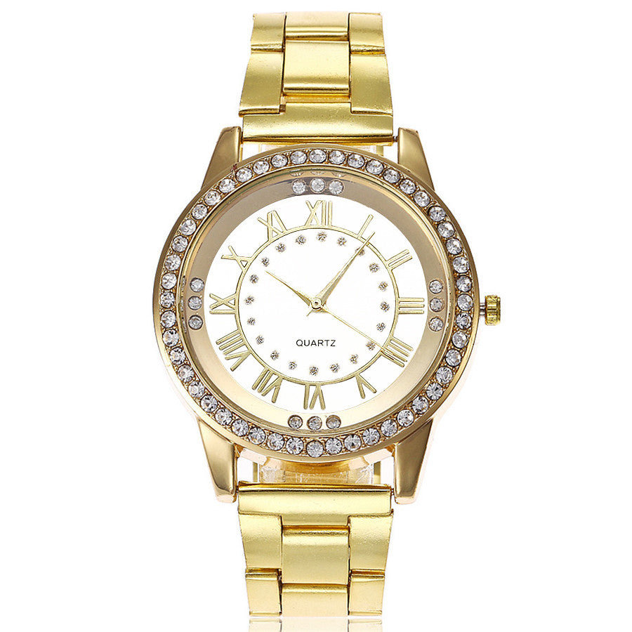 Rose gold casual quartz watch