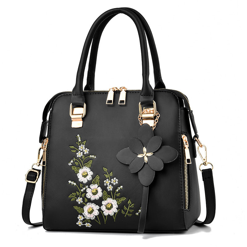 Shoulder bag with messenger embroidery