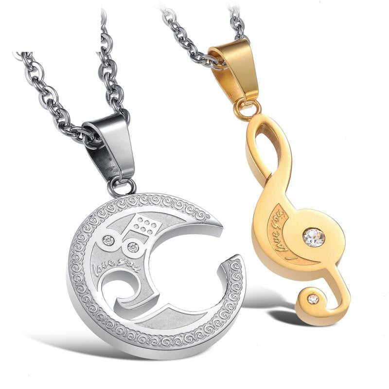 Pure Steel With Chain Titanium Steel Couple Necklace
