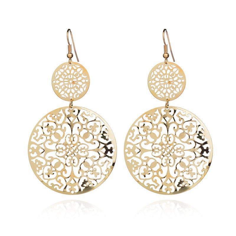 Womens Round Hollow Gold Filled Dangle Earrings - About Wish