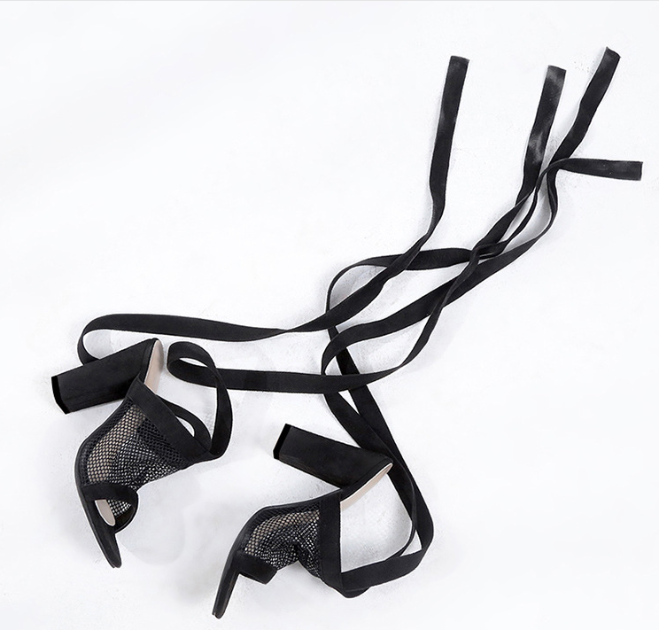 Sandals Bandage Flock Cross Strap Up High Heels
