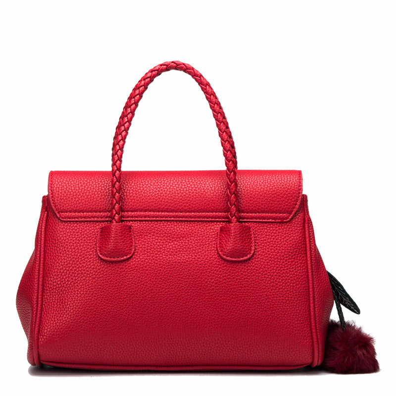Leather handbag lychee pattern