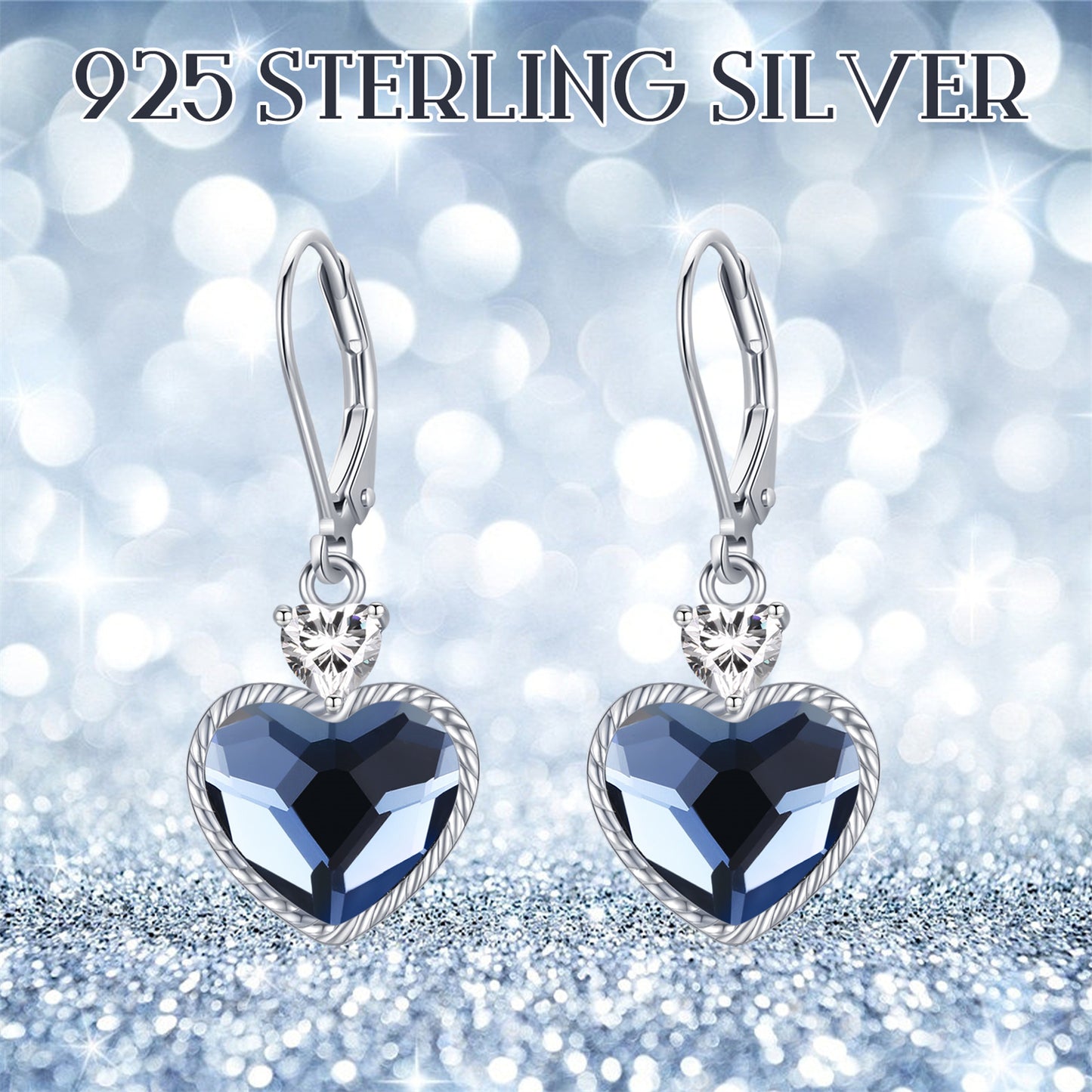 Crystal Dangle Earrings 925 Sterling Silver