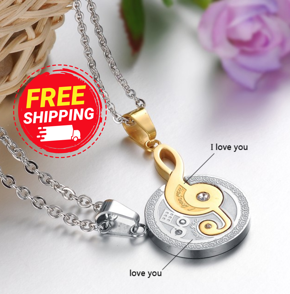 Pure Steel With Chain Titanium Steel Couple Necklace