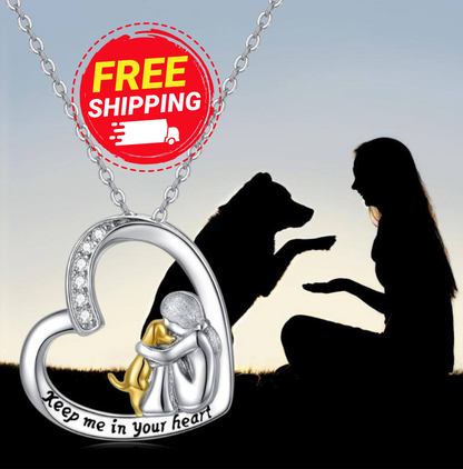 Dog Necklace with A Girl Sterling Silver