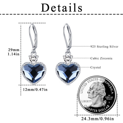 Crystal Dangle Earrings 925 Sterling Silver