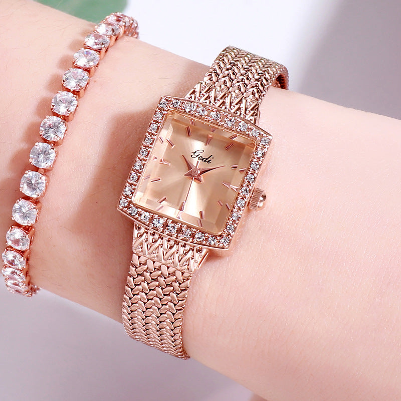 Mesh Belt Retro Square Ladies Diamond Watch - About Wish