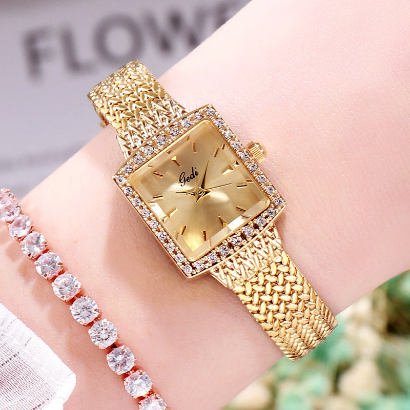Mesh Belt Retro Square Ladies Diamond Watch - About Wish