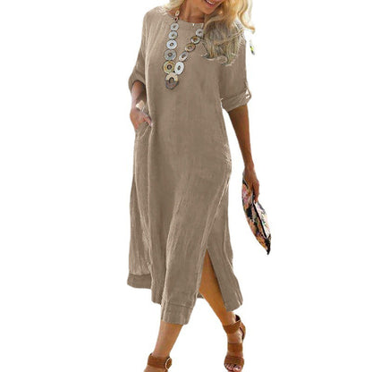 American Casual Retro Long Shirt Dress