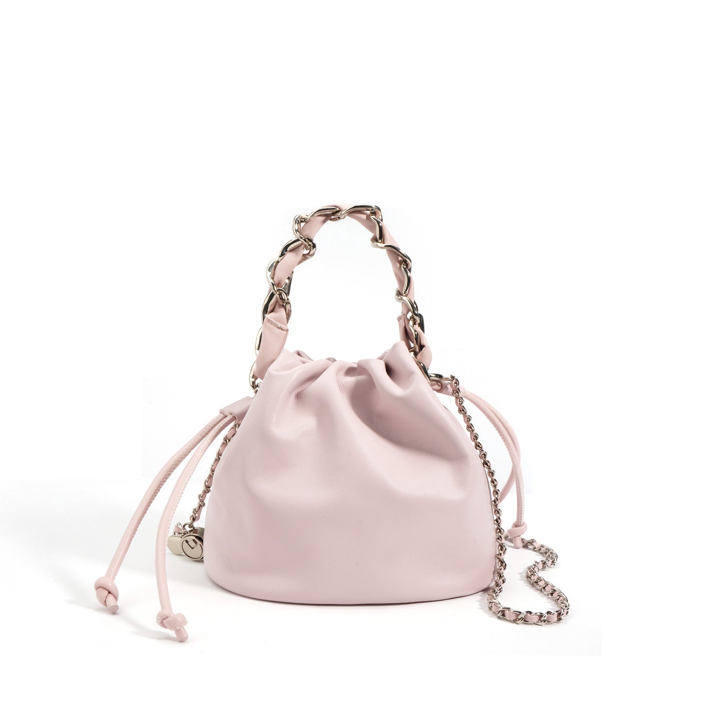 Drawstring leather shoulder bag