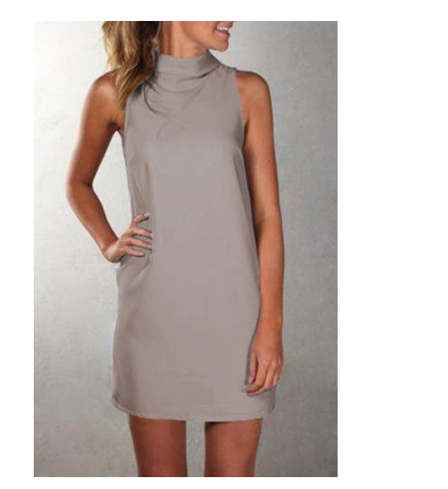 Casual high neck sleeveless dress