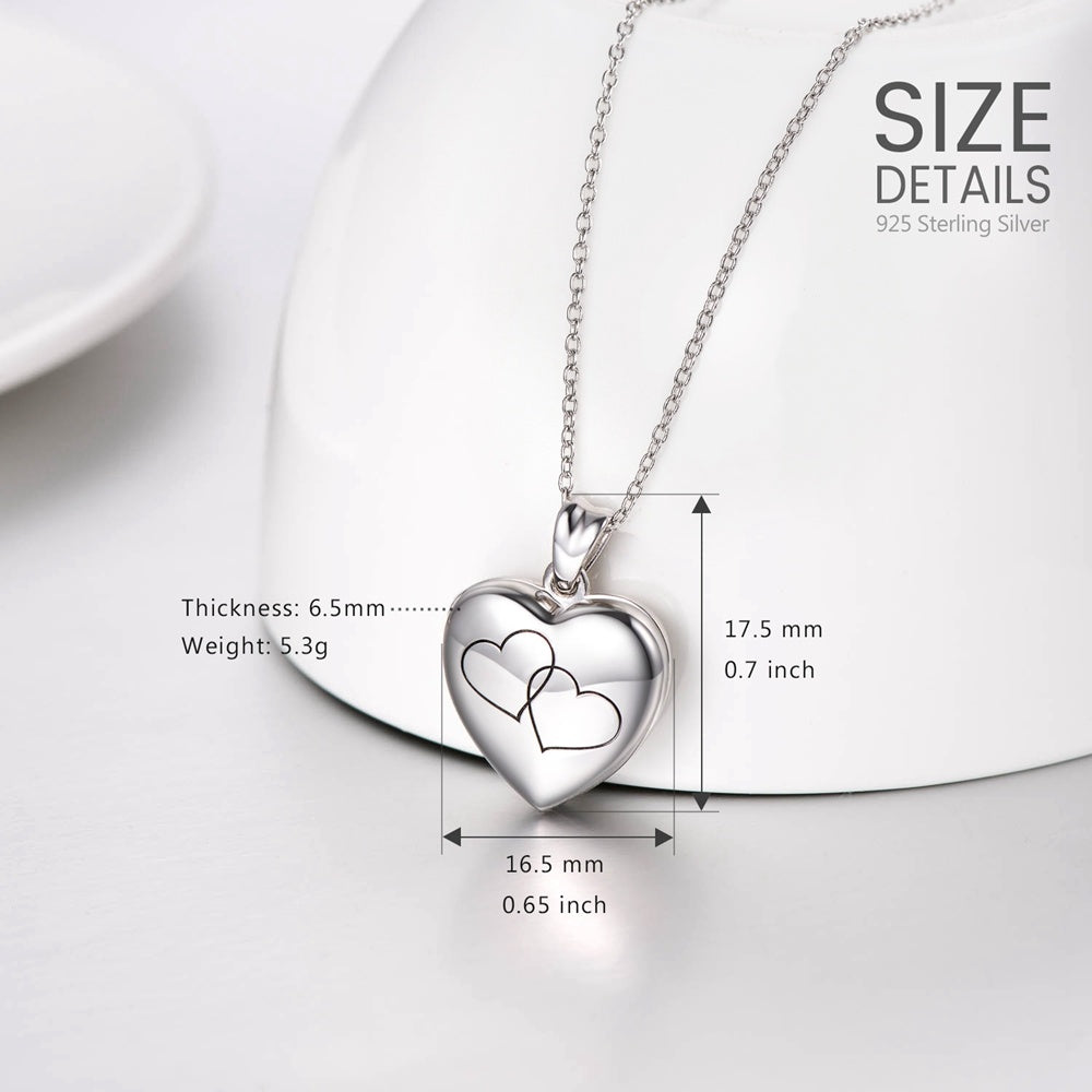 Sterling Silver Heart Locket Necklace Forever in My Heart Photo Locket Pendant Necklace Jewelry