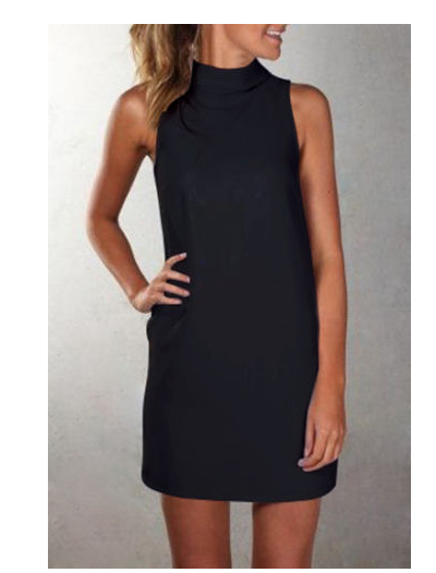 Casual high neck sleeveless dress