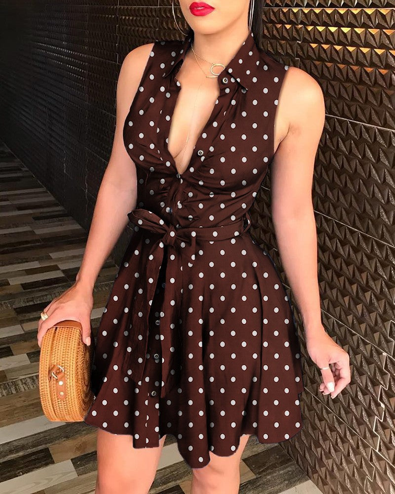 V-neck printed dress