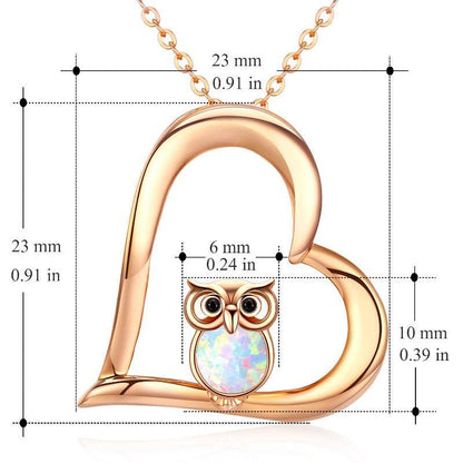 18K sterling silver rose gold plated owl necklace