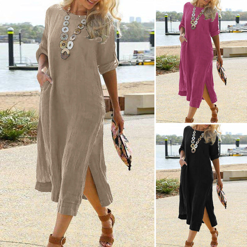 American Casual Retro Long Shirt Dress