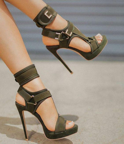 Buckle Super High Heels Waterproof Platform