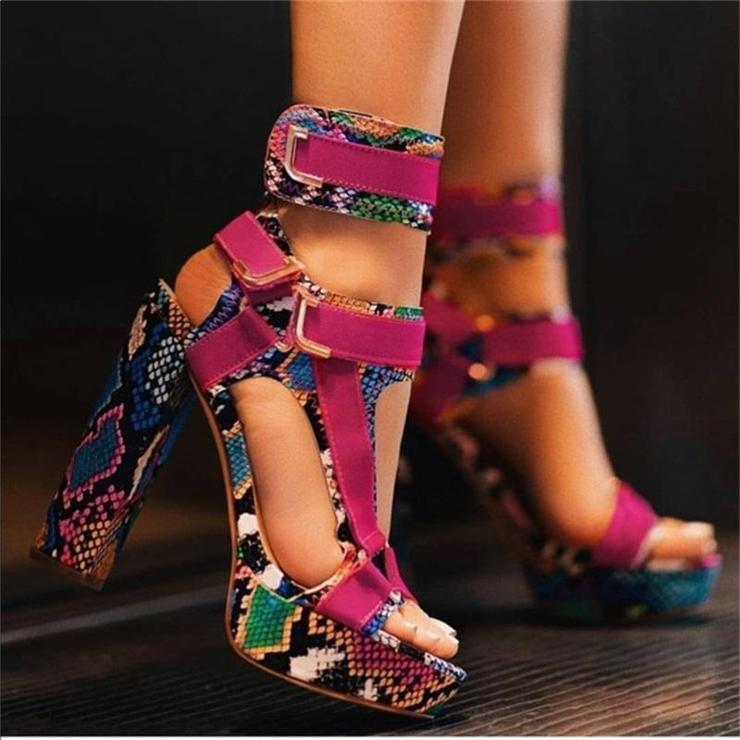 Buckle Super High Heels Waterproof Platform