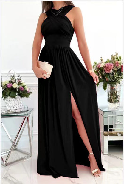 Sleeveless Neck Hanging Back Dress