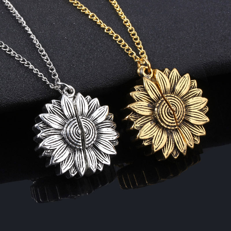 You Are My Sunshine Sunflower Necklace Women Men