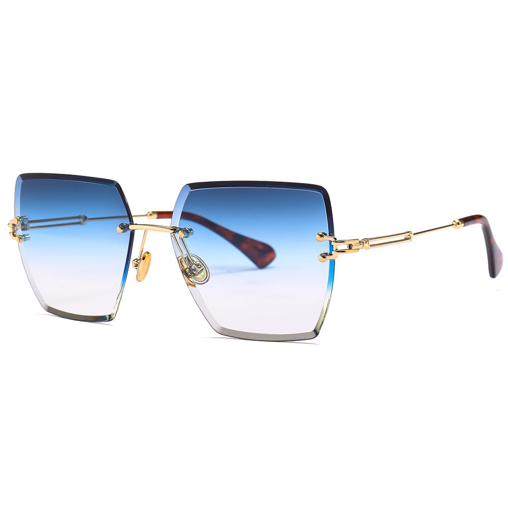 Frameless Trimmed Square Sunglasses