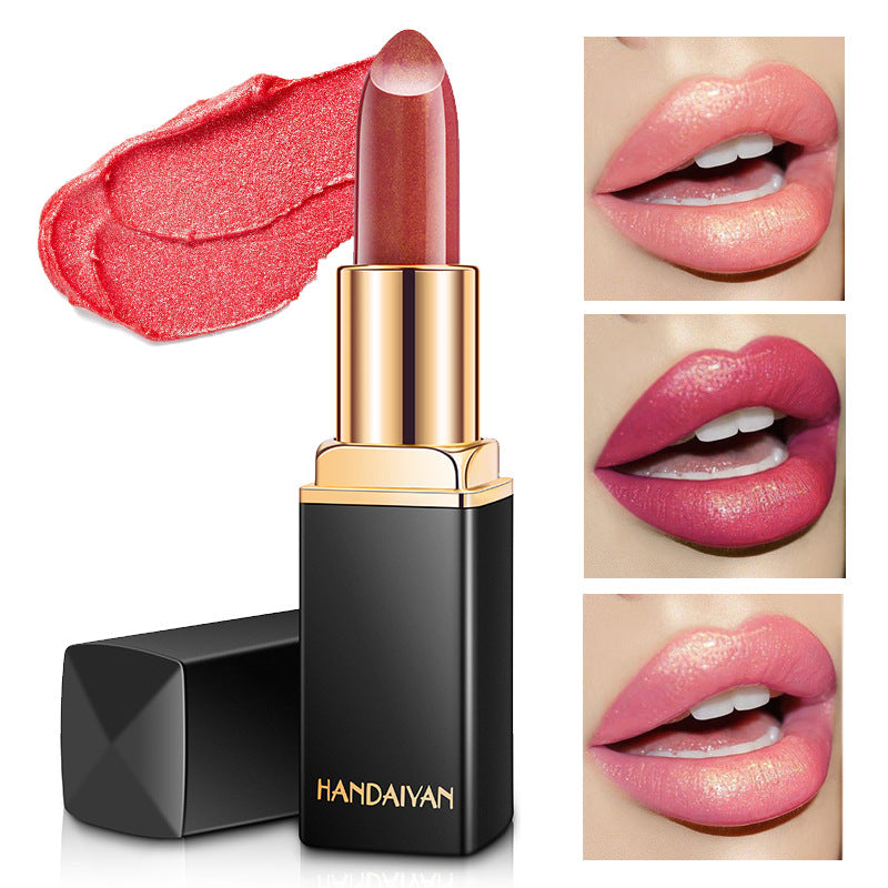 Shiny Metallic Lipstick Pearlescent Color Temperature Change