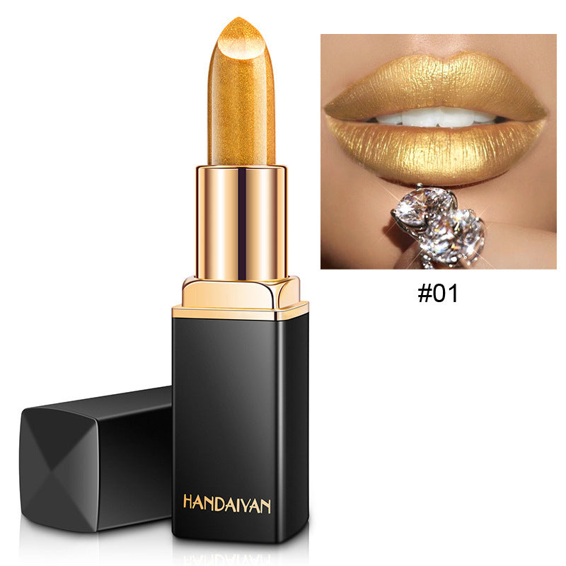 Shiny Metallic Lipstick Pearlescent Color Temperature Change