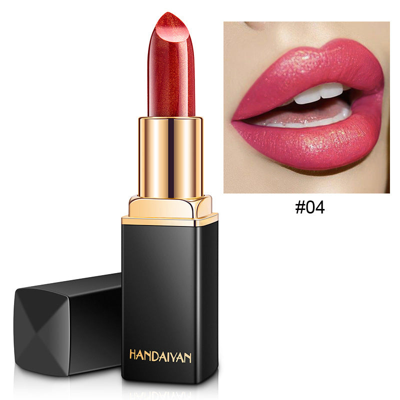 Shiny Metallic Lipstick Pearlescent Color Temperature Change