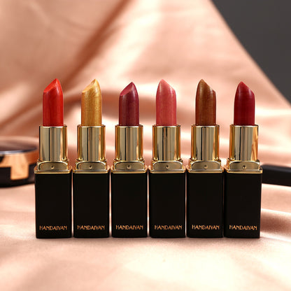 Shiny Metallic Lipstick Pearlescent Color Temperature Change