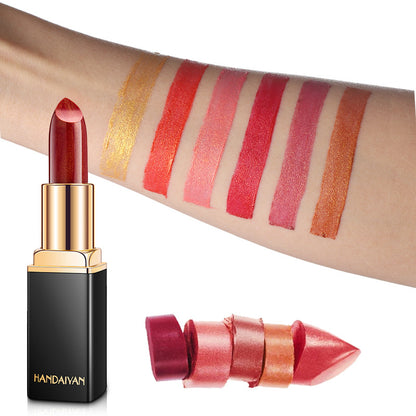 Shiny Metallic Lipstick Pearlescent Color Temperature Change