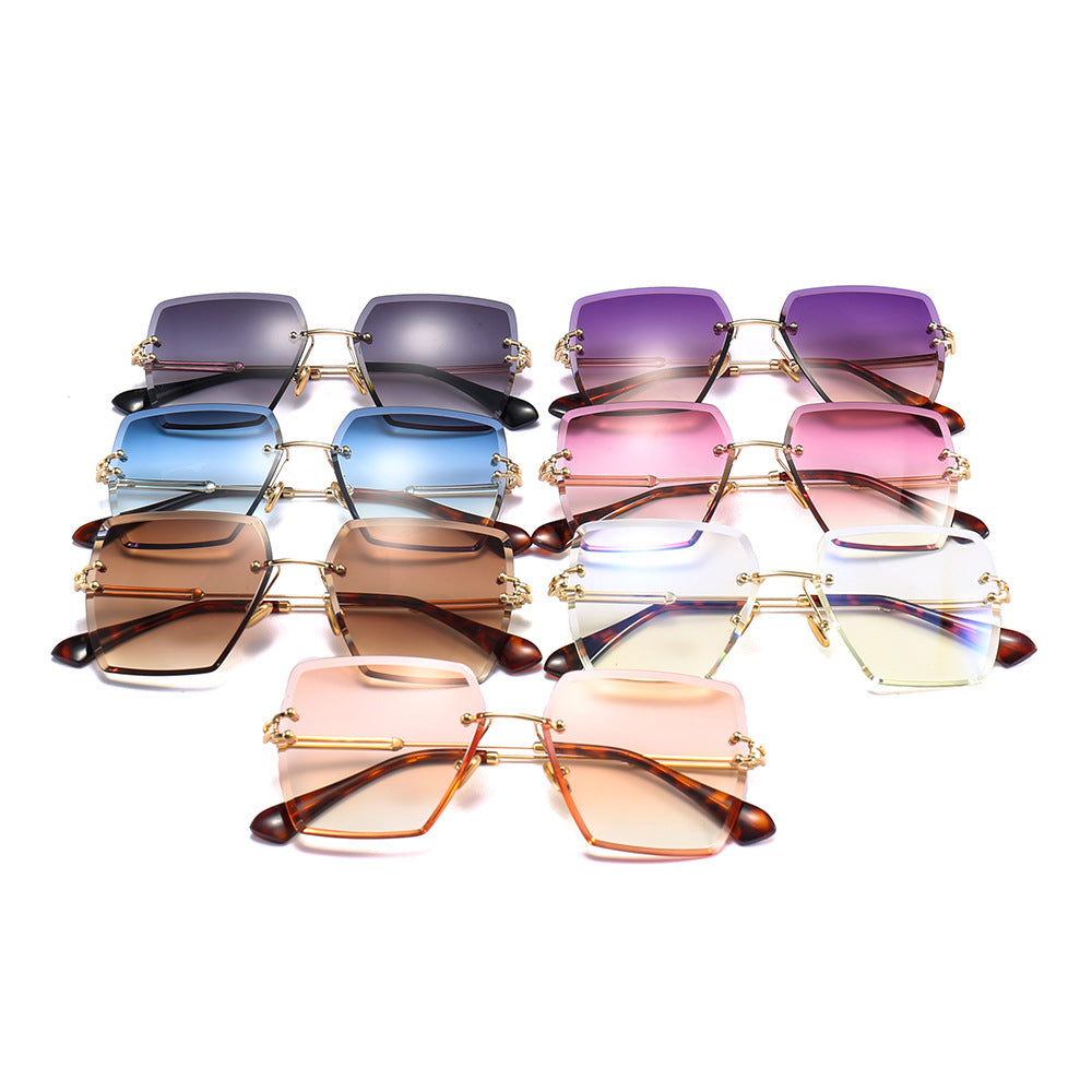 Frameless Trimmed Square Sunglasses