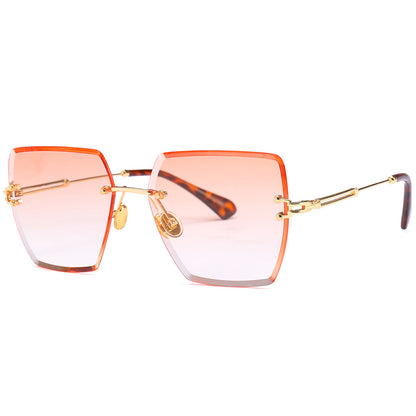 Frameless Trimmed Square Sunglasses