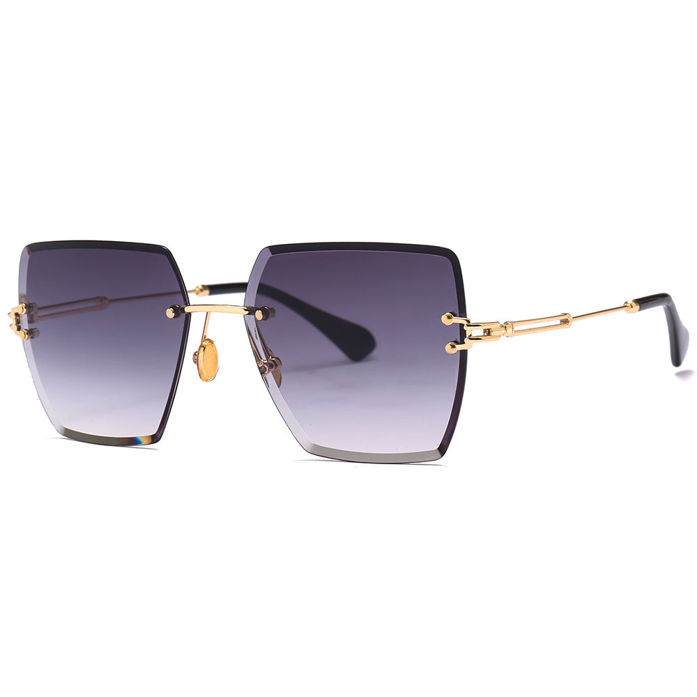 Frameless Trimmed Square Sunglasses