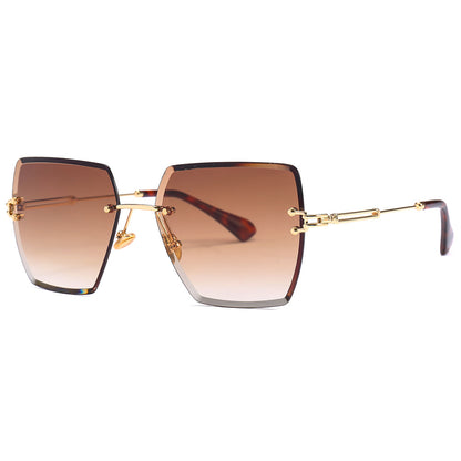 Frameless Trimmed Square Sunglasses