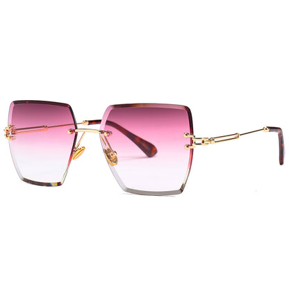 Frameless Trimmed Square Sunglasses