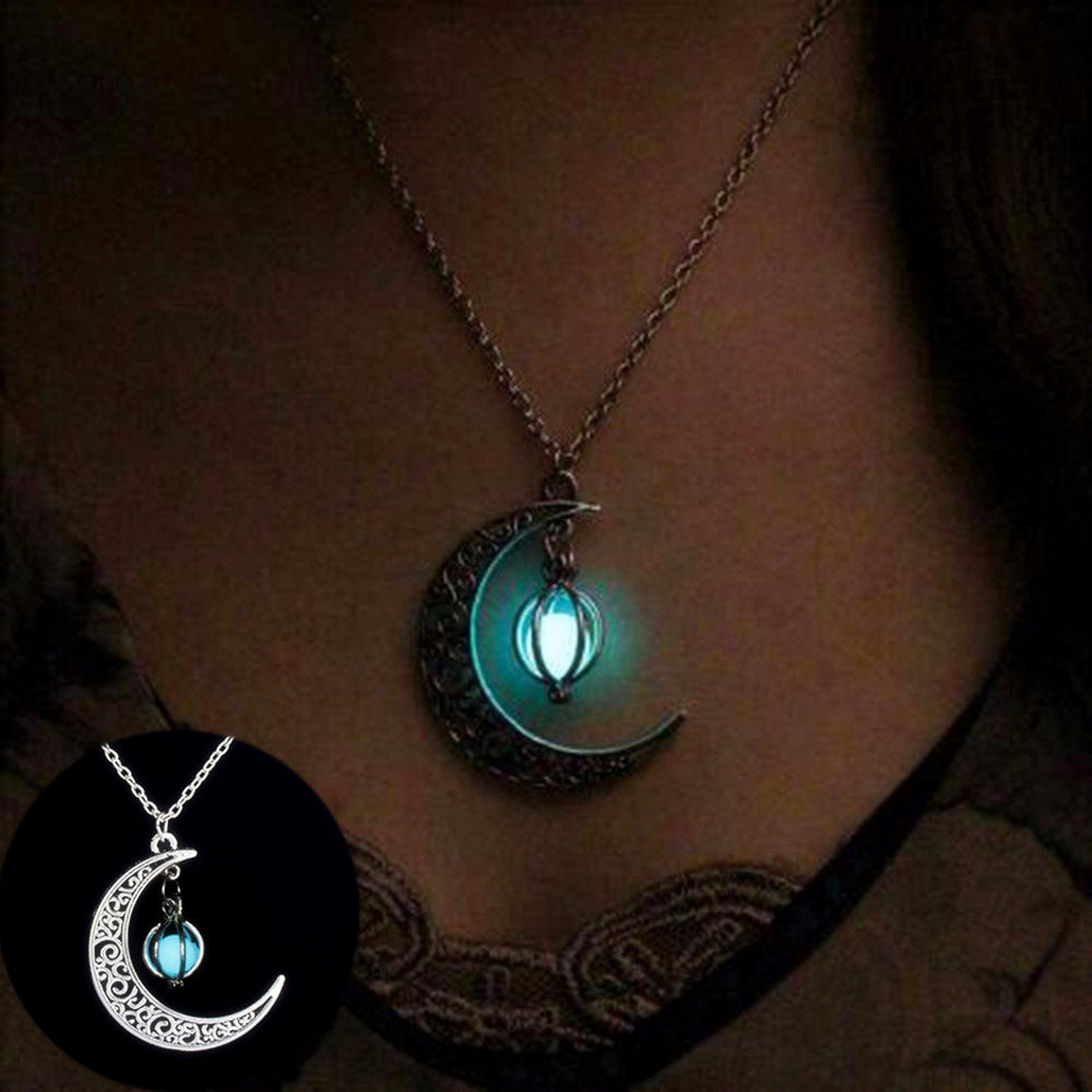 Fashion Moon Natural Glowing Stone Healing Necklace - About Wish