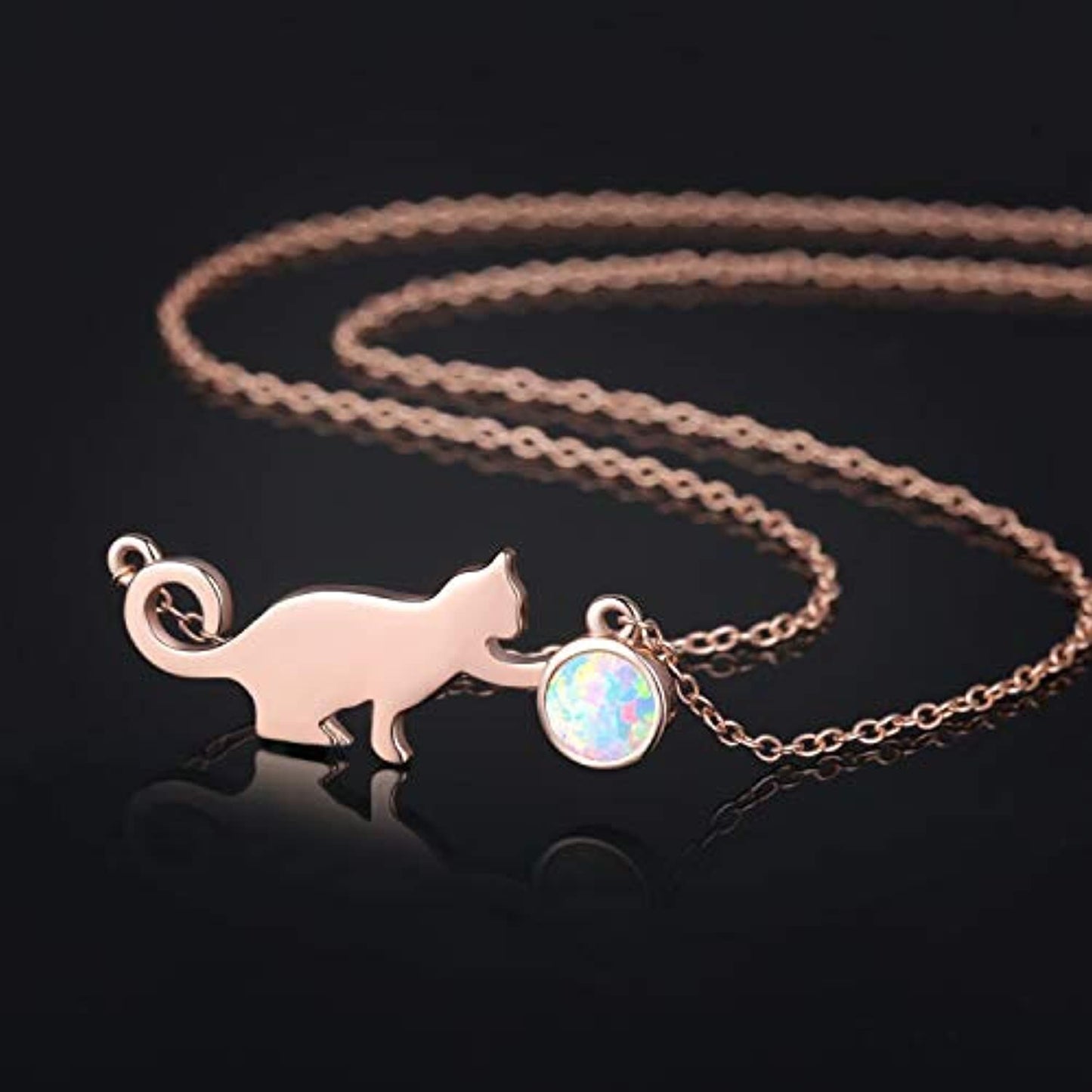 18k Rose Gold  Cat Pendant