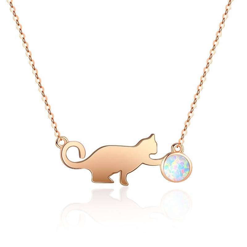 18k Rose Gold  Cat Pendant